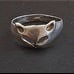 Beautiful Vintage Sterling Silver Stamped .99 Domed Band Cat With Open Eyes Mask