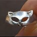 Beautiful Vintage Sterling Silver Stamped .99 Domed Band Cat With Open Eyes Mask