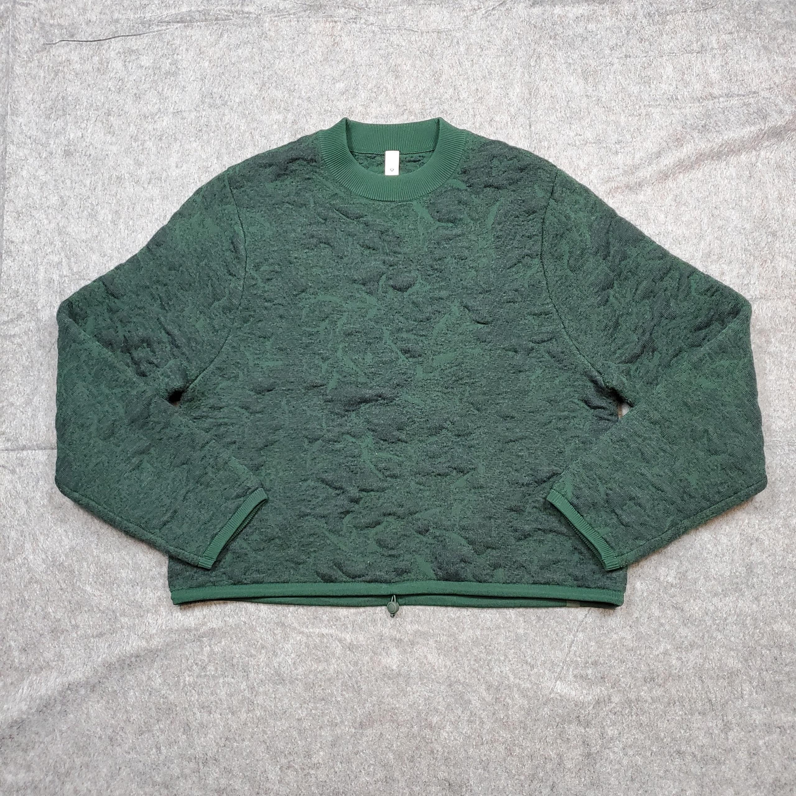 Lululemon Sweater Womens 4 Jacquard Texture Crew Neck Heathered Smoked Spruce