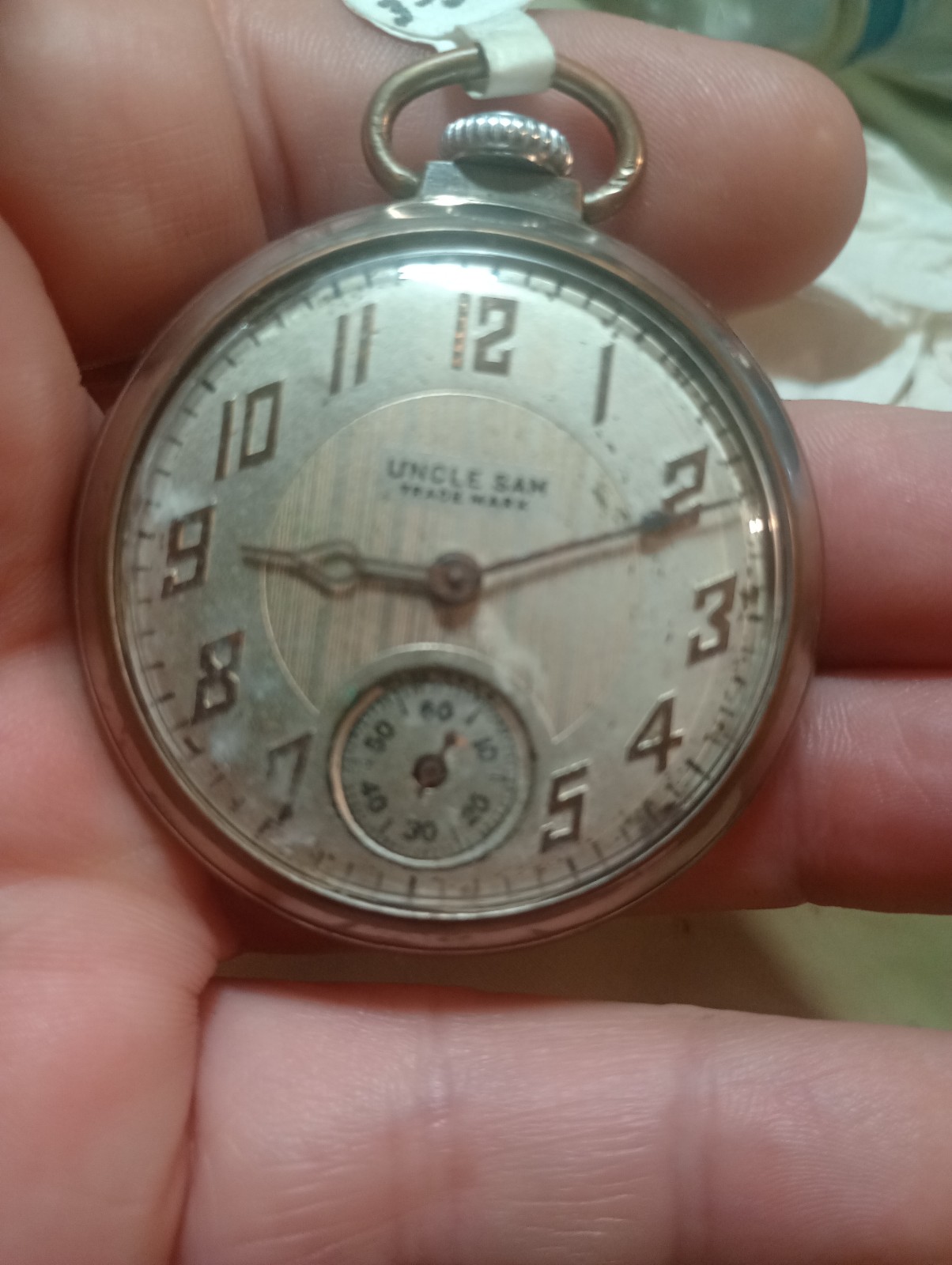 Vintage 1932 Uncle Sam the pocket watch with the unbreakable Crystal original bo