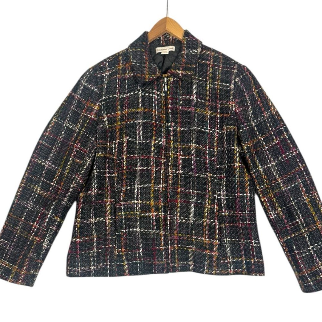 Vintage Coldwater Creek Tweed multicolor Jacket Full Zip Blazer Academia Medium