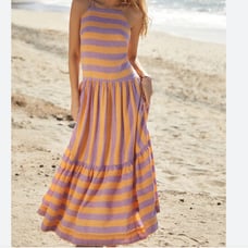 Anthropologie Grommet Halter Lilac Striped Halter Maxi Dress Size Medium