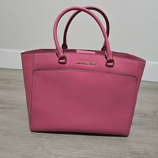 NWT Women's Michael Kors Leather Pink Purse Emmy Tulip Handbag Large Tote Bag