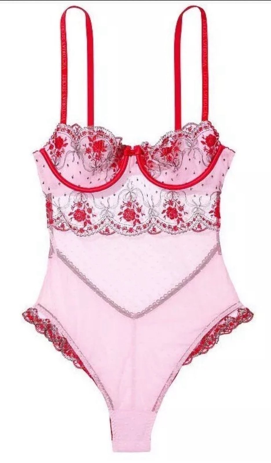 VICTORIAS SECRET VS LACE EMBROIDERYVERY SEXY PUSH UP ROSEBUD DOT WICKED TEDDY M
