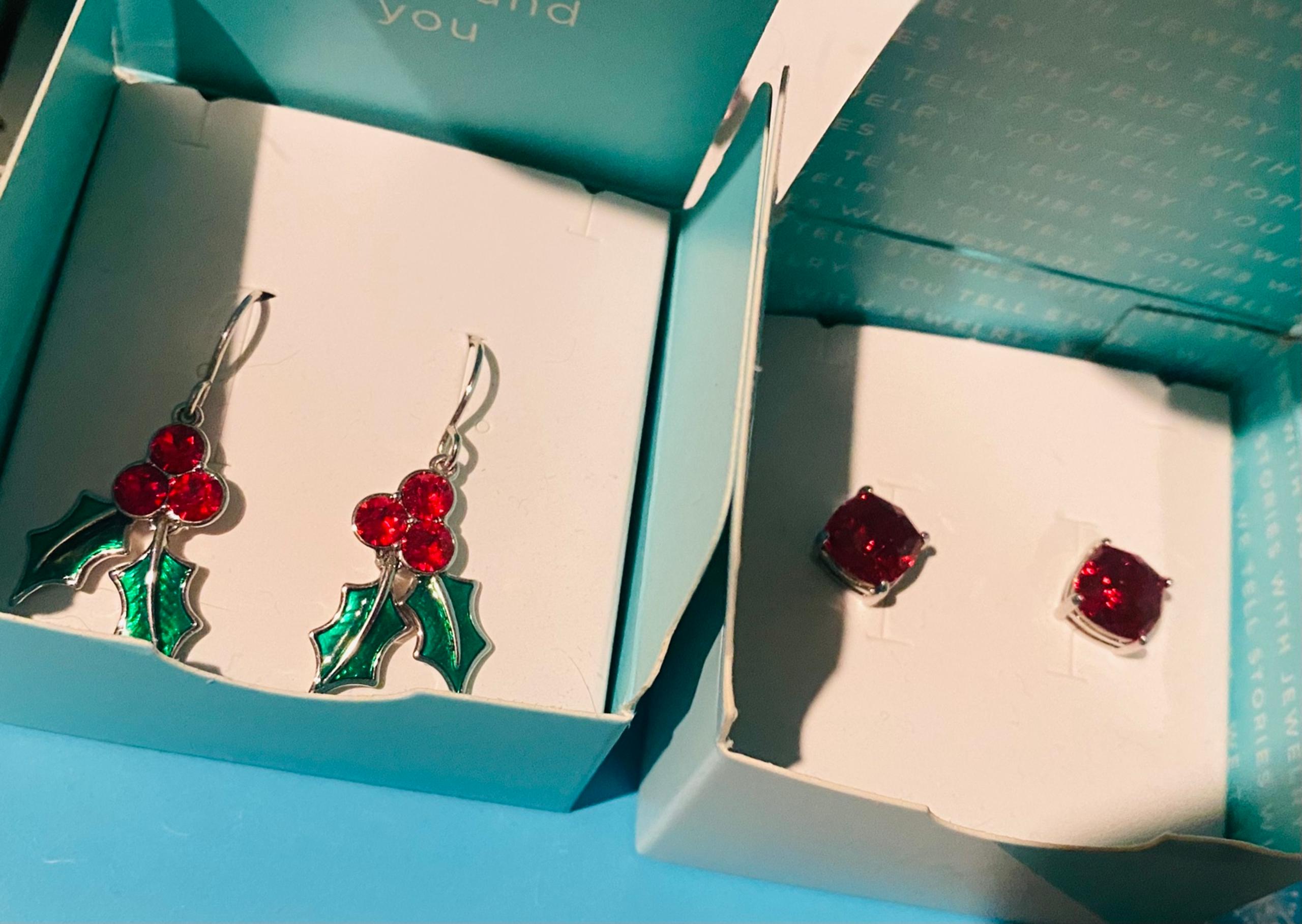 Origami Owl pair holiday earrings - Holly & mini clara stud