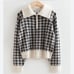 & Other Stories Houndstooth Half-Zip Pullover Sweater Alpaca Wool Blend XS