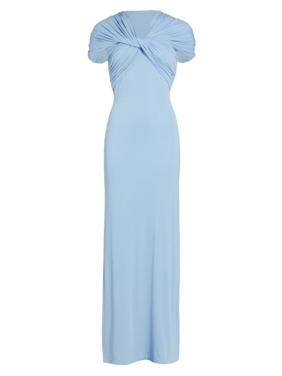 1425 WOMEN'S LORNA TWISTED CAP-SLEEVE GOWN IN SOFT BLUE size 36/us 0