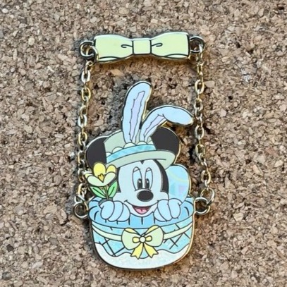 Shanghai Disney Pin SHDR Mickey Mouse Easter Dangle Pin Basket Bunny