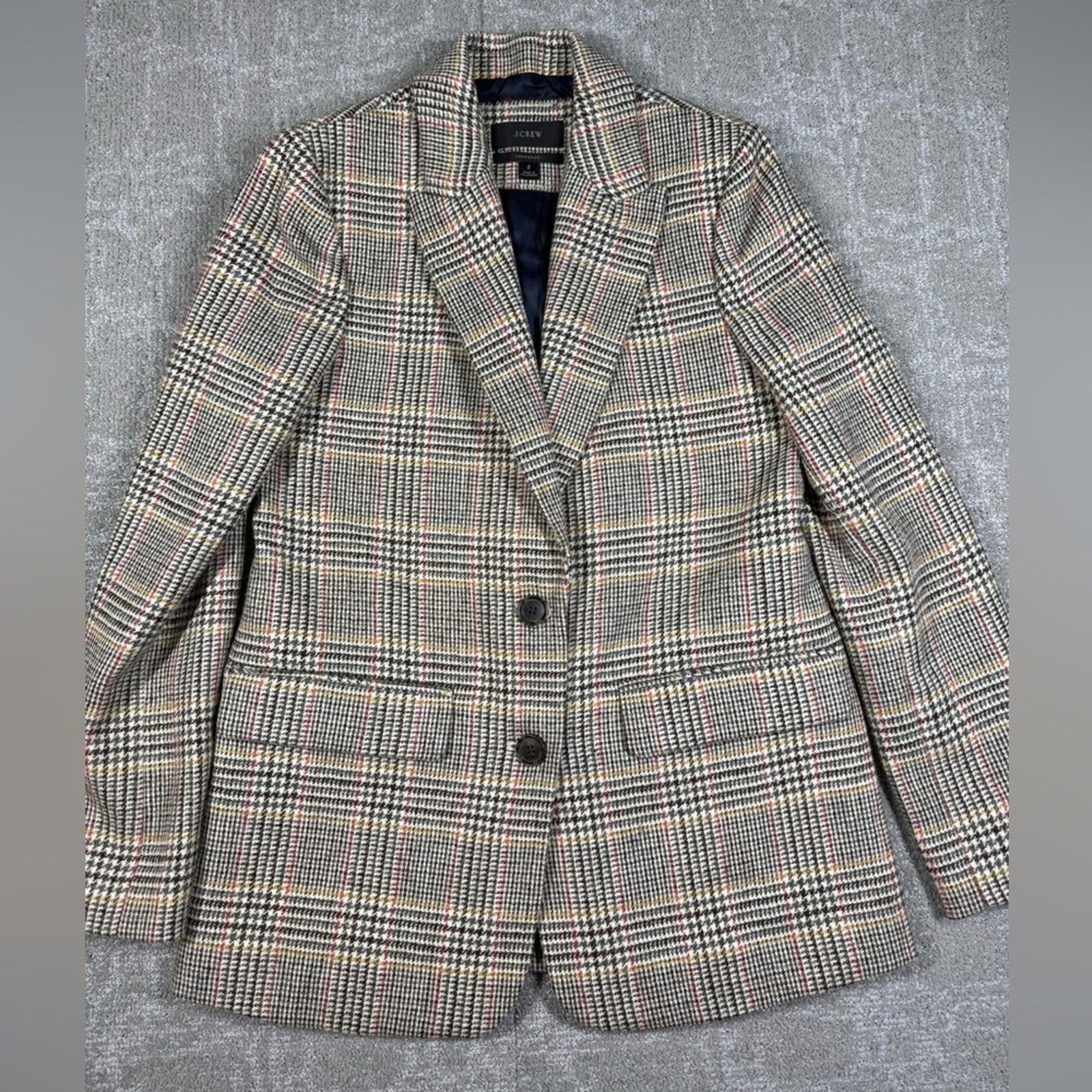 J. Crew Sommerset 100% Wool Womens Plaid Blazer Jacket Size 2