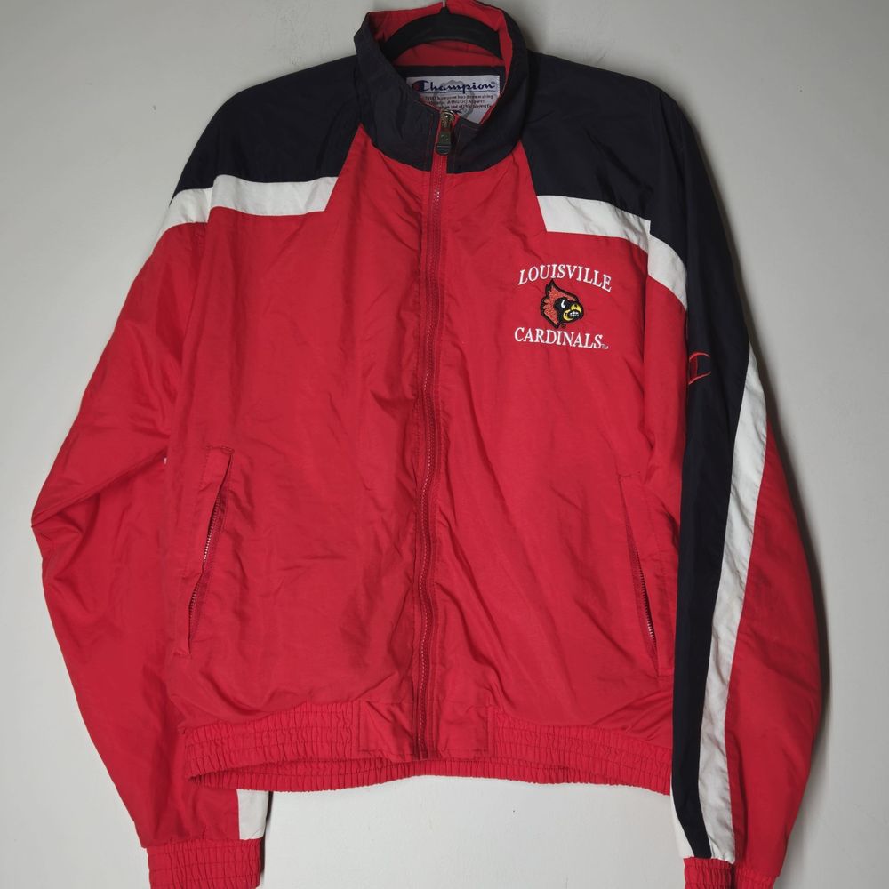 Retro Champion Louisville Cardinals Jacket Mens Medium Red Full Zip NCAA