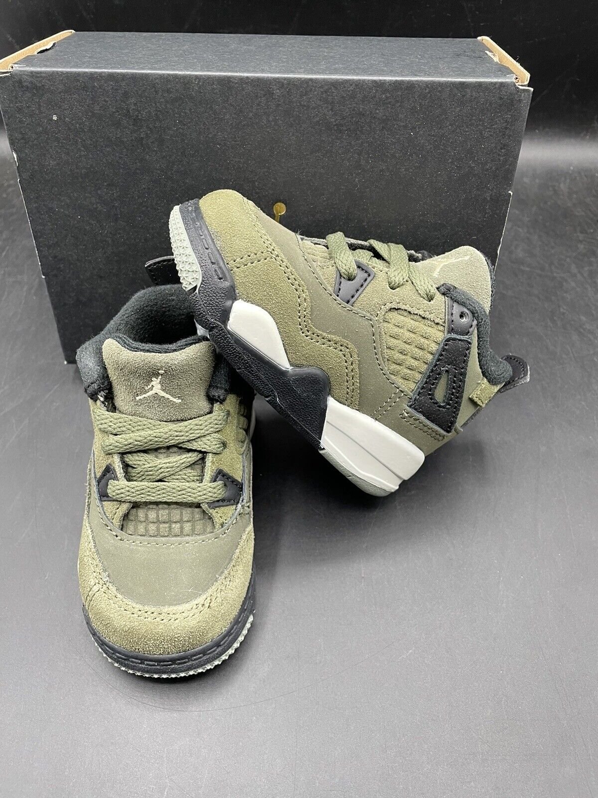 New Nike Air Jordan 4 Retro SE Craft TD Olive Toddler Shoes Size 4c FB9930-200