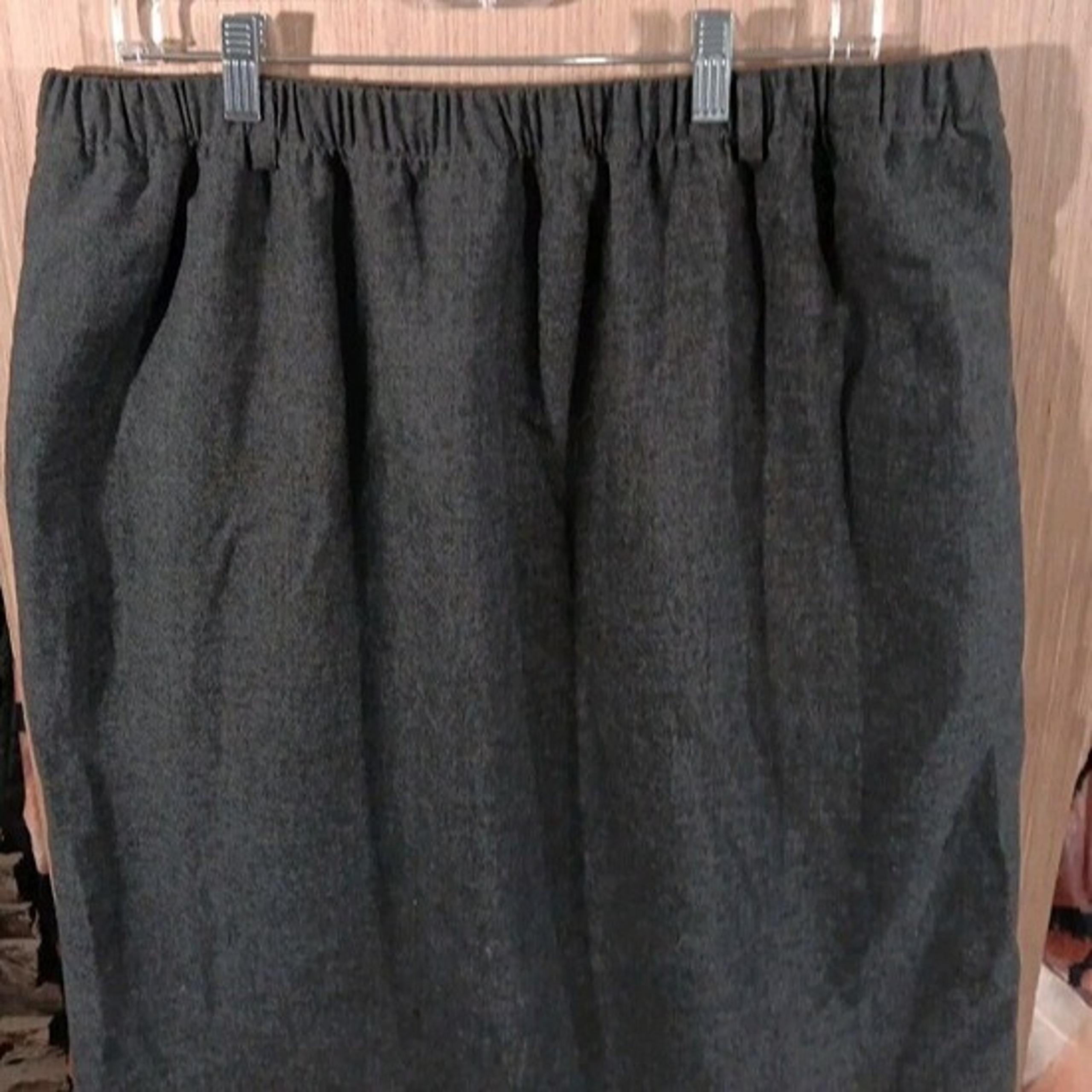VINTAGE Orvis Skirt Women 20 Gray Polyester A-Line Pull On Elastic Waistband