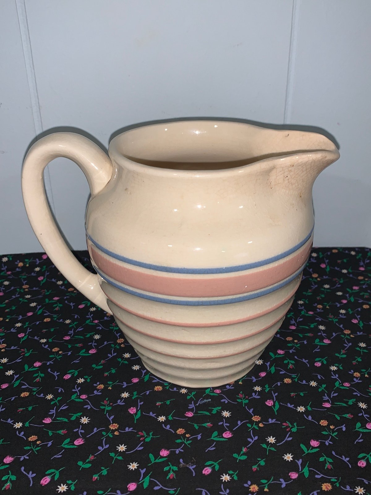 Vintage Pitcher pink and blue striped