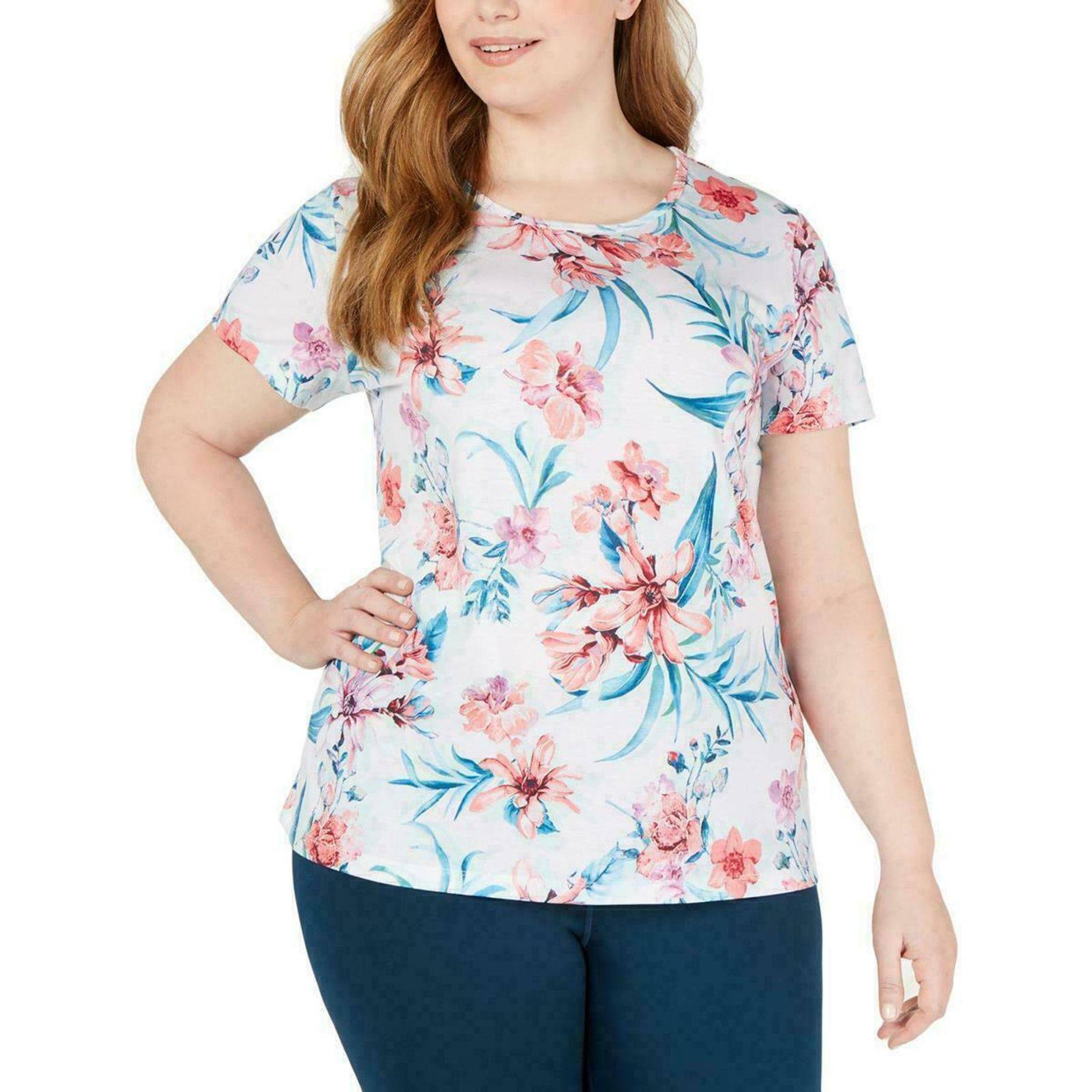 Ideology Womens Floral Top Shirt Plus 2X