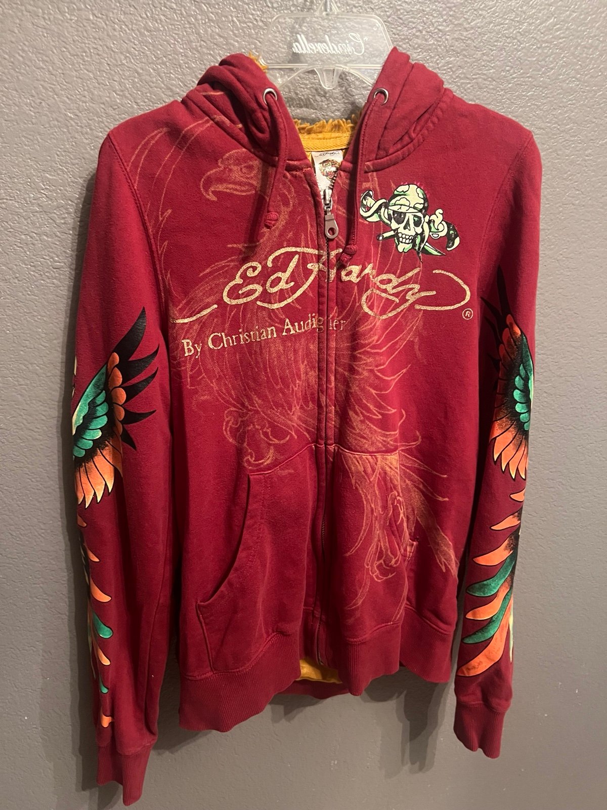 *minor flaw!!* vtg ed hardy rhinestone zip up