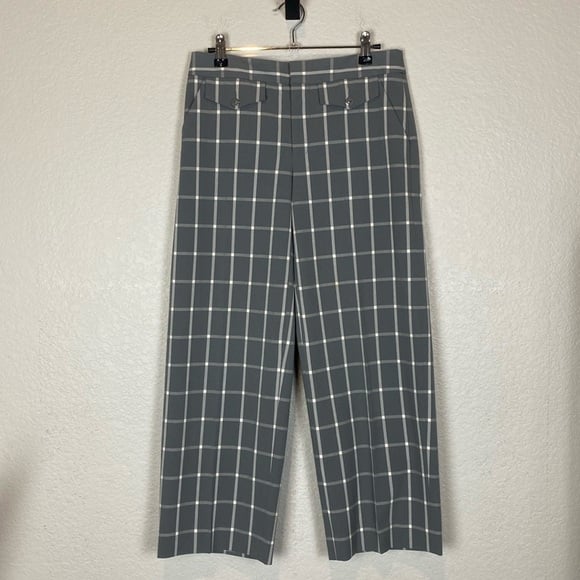 Anthropologie plaid cropped wide leg trousers
