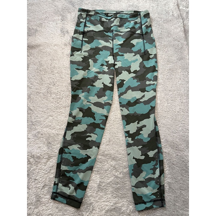 Lululemon Base Pace Leggings Camo Tidewater Women's 8 High-Rise Heritage Teal