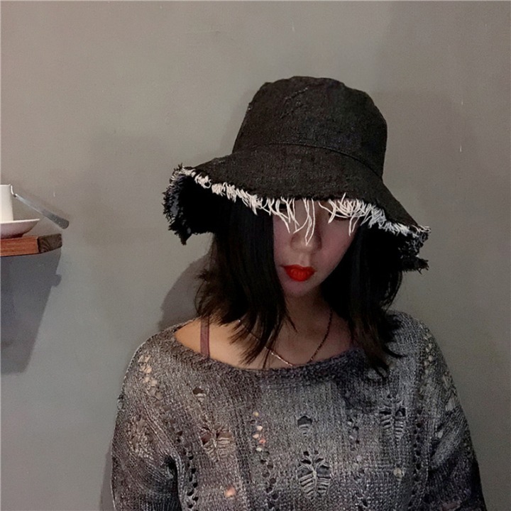 Summer Autumn Washed Denim Sun Hat Women Fashion Tassel Floppy Cap Ladies Wide