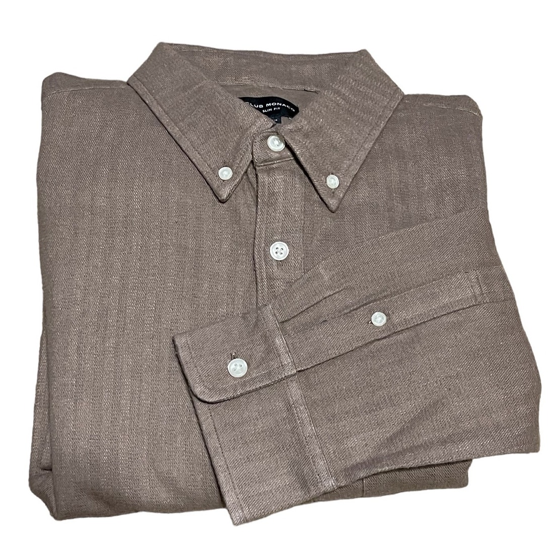 Club Monaco Men's Check Doubleface Long Sleeve Chemise Button Up Shirt Large NWT