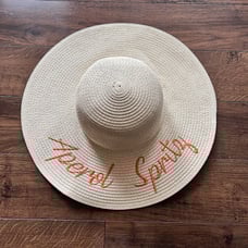 NWOT Embroidered Aperol Spritz Beach Hat 100 Paperstraw Sunblock Women's M