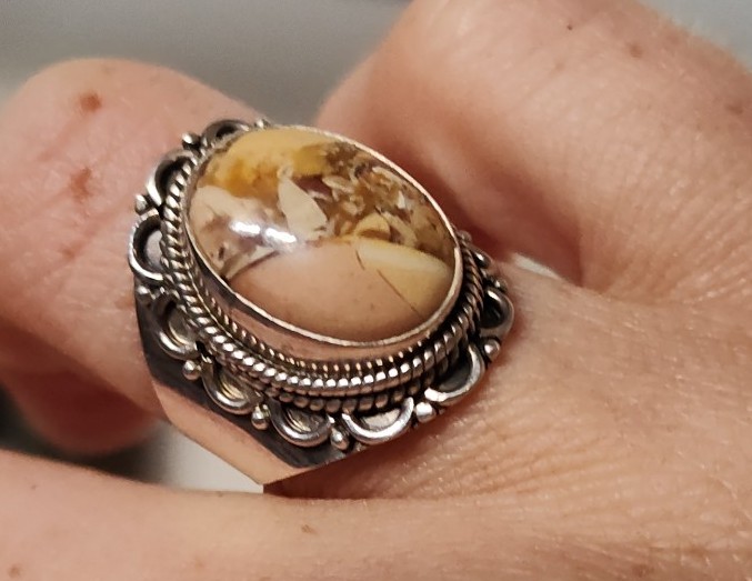 Sterling Silver Natural Brecciated Mookaite Ring