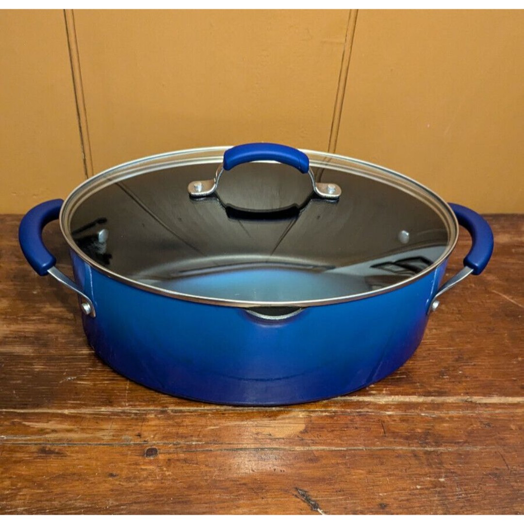 Rachael Ray 8 Qt. Porcelain Nonstick Performance Roaster Dutch Oven Blue w/ Lid