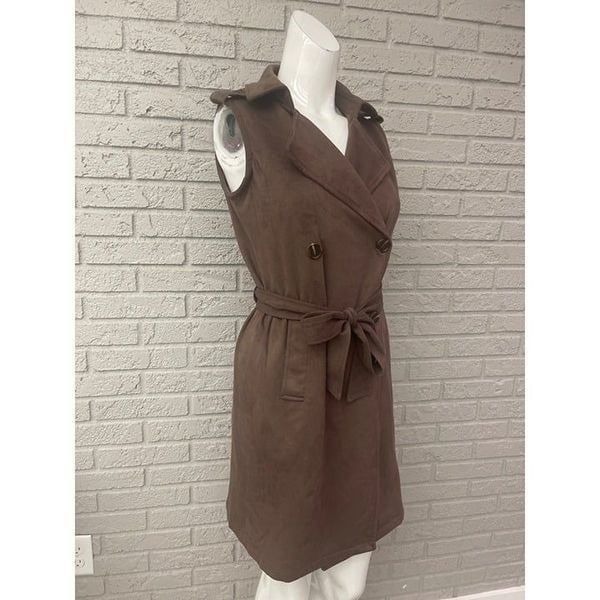 Sincerely Jules Faux Suede Sleeveless Double Breasted Blazer Dress Size XS