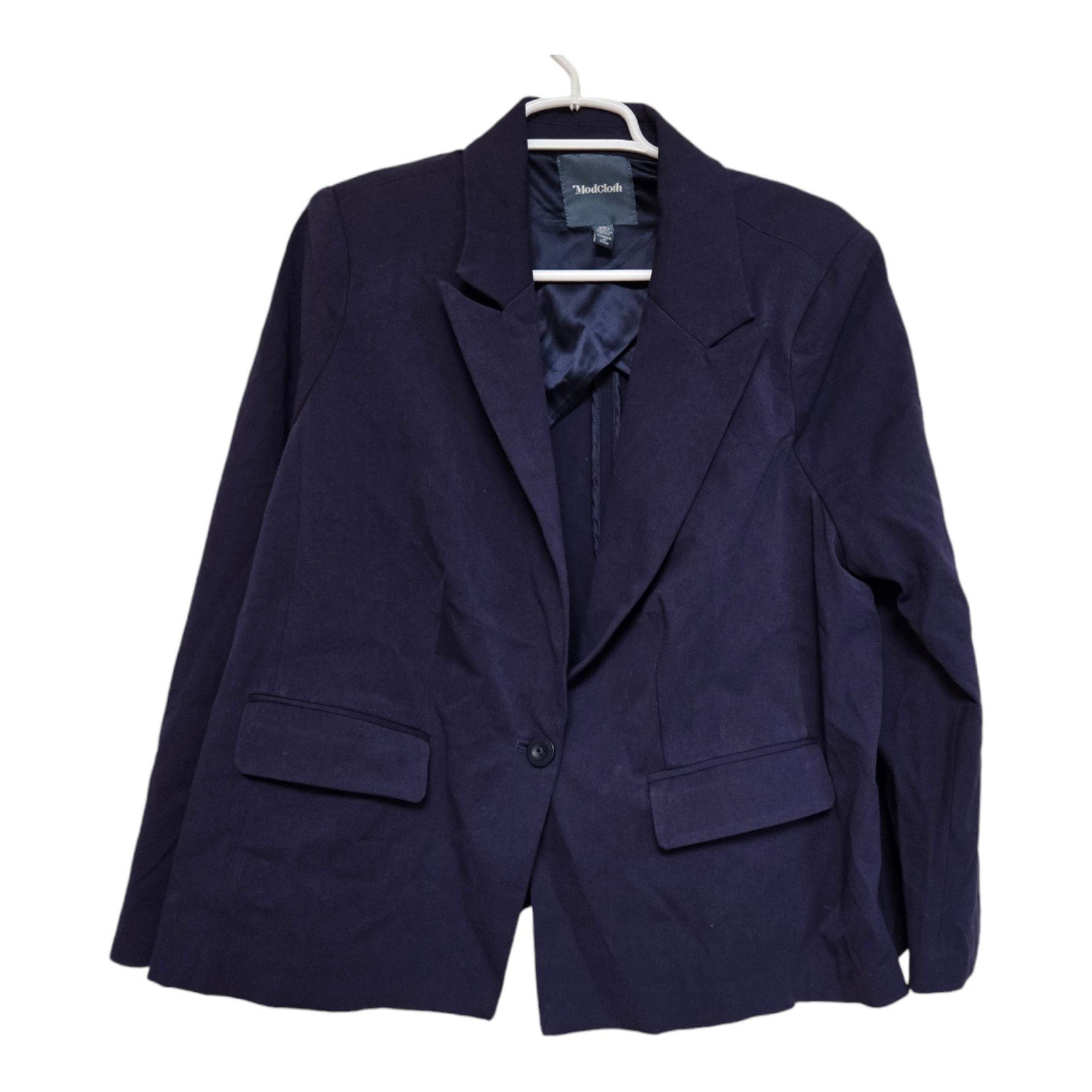 Modcloth blazer women's size 1x navy blue celestial single button office