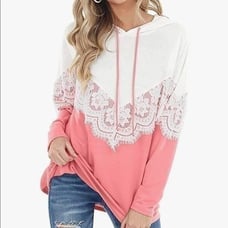NEW Lace Patch Hoodie Top