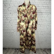 VTG Victoria’s Secret Gold Label Floral Sateen Long Robe Pockets Size XS/S