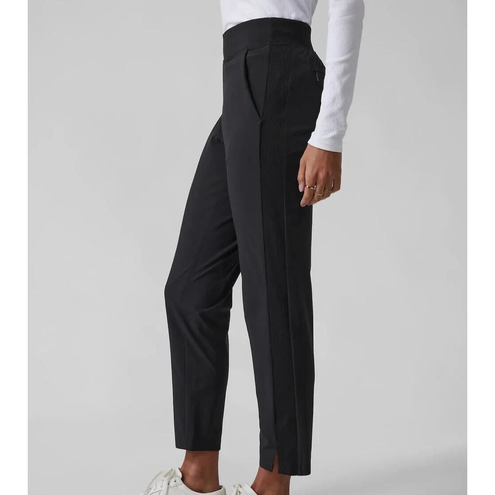 Athleta Brooklyn Ankle Pant Women 12 EUC Elastic Waist Pockets Stretch Black