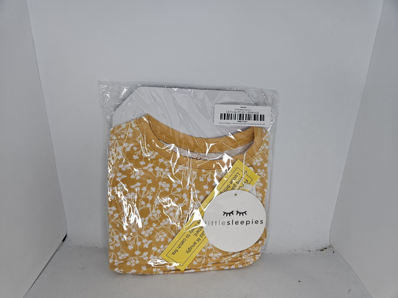 Little Sleepies Golden Poppies Floral Flowers Yellow 2 Piece Pajama Set 4T NWT.