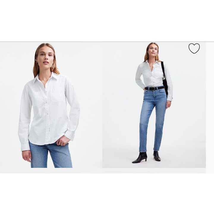 Madewell 85 Womens Denim Button-Up Shirt in Eyelet White Size XS NS329