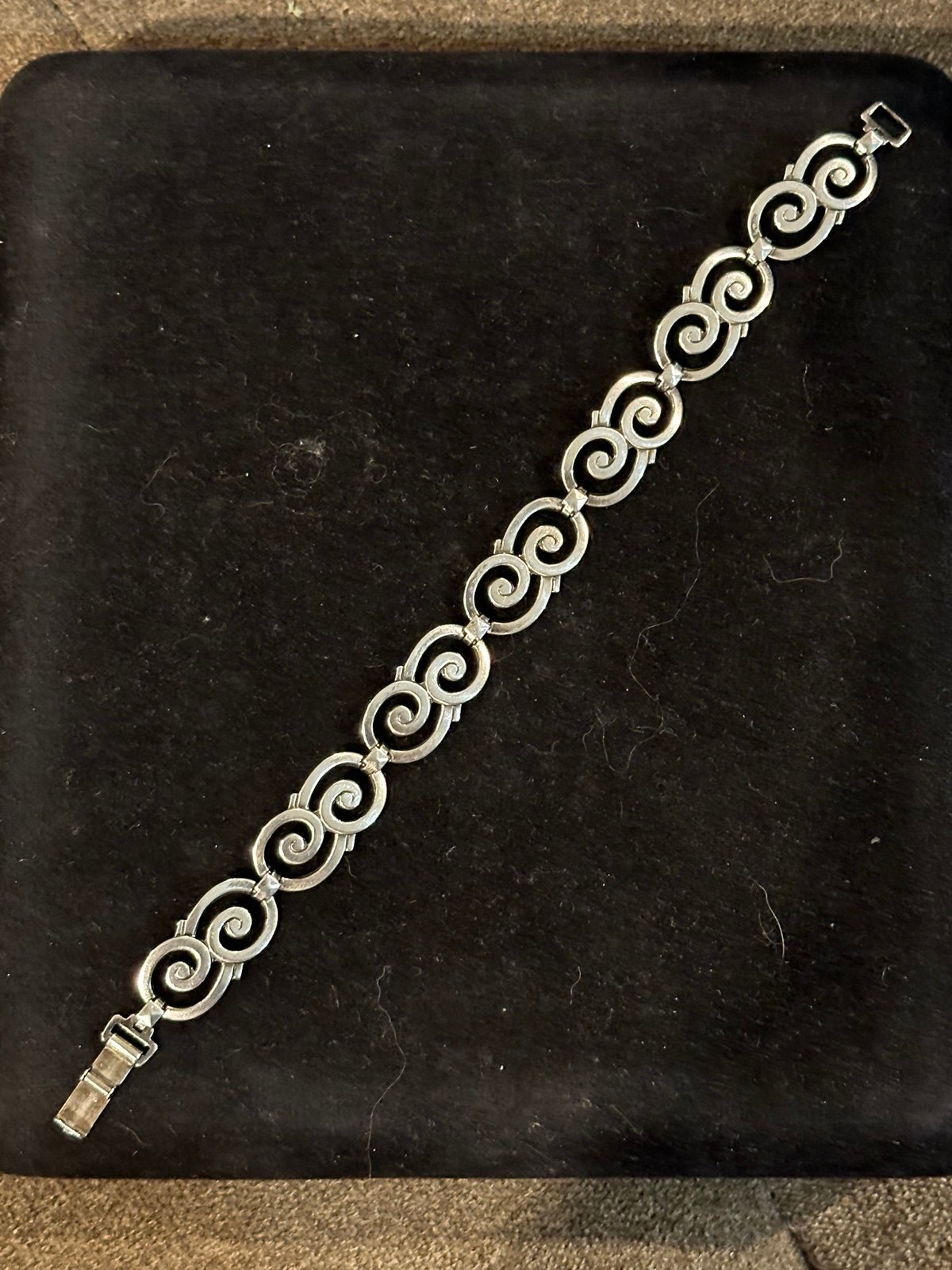 Vintage Panel Bracelet - Retro Sterling Silver Wave Style Bracelet