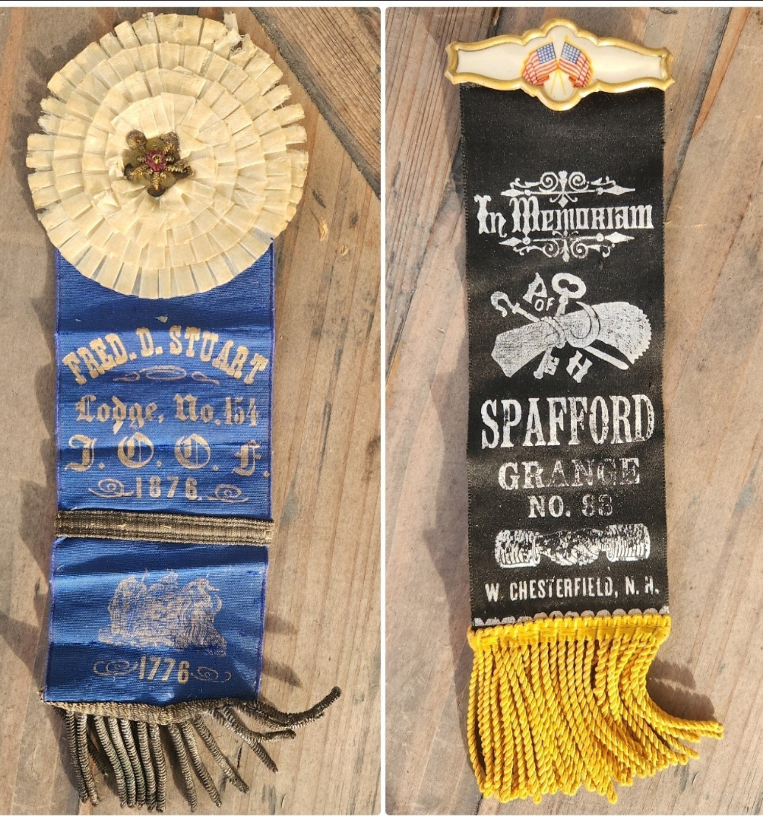 Antique 1800s in memoriam ribbon, hand sewn commemorative ribbon memento mori