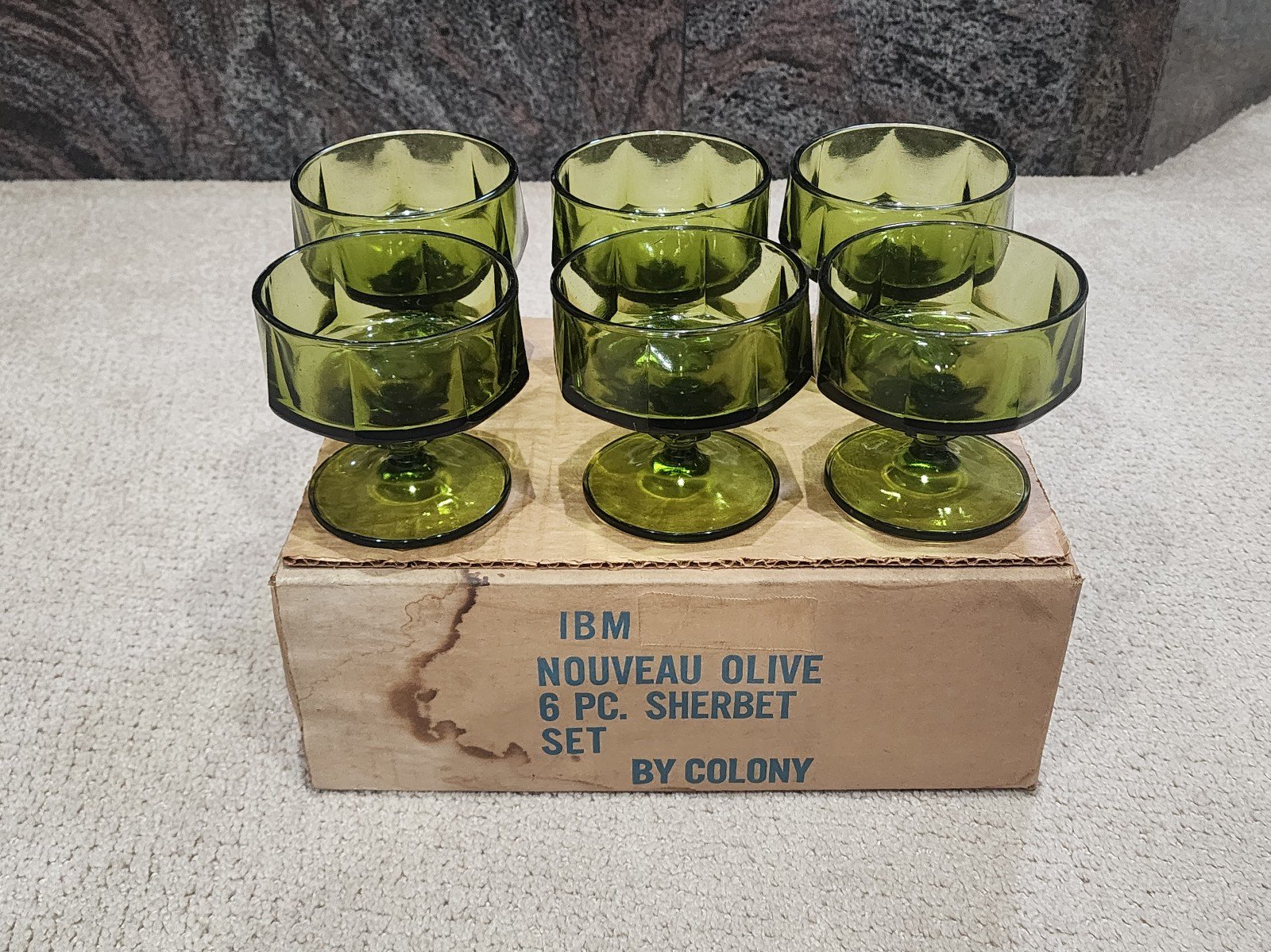 Nouveau Olive 6 PC. Sherbet Set By Colony