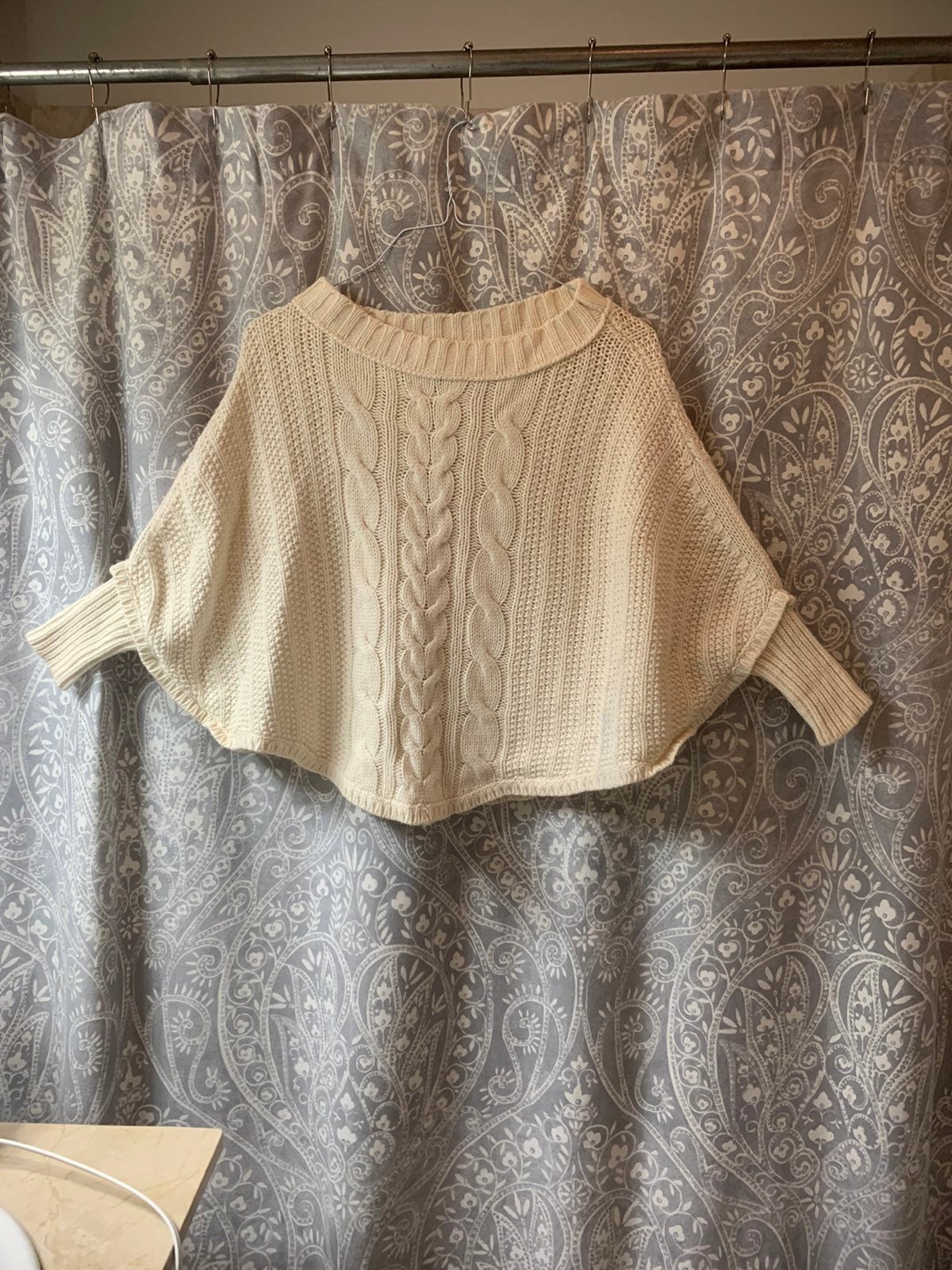 Loft wool blend cableknit poncho/cape