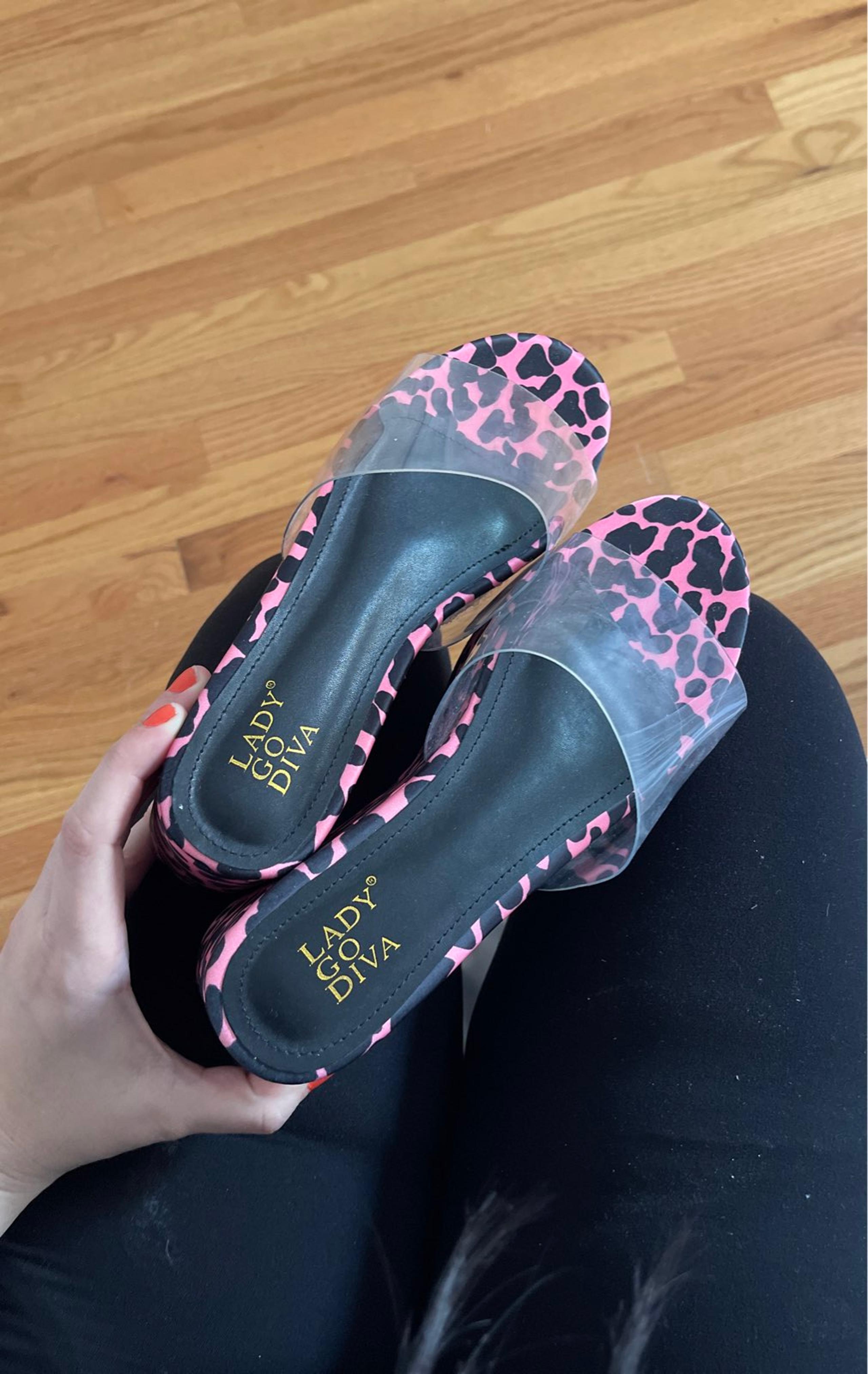 Clear Strap Leopard Platform Sandals