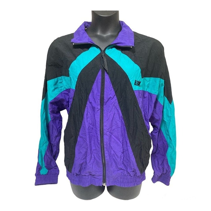 Vintage British Knights Teal Purple and Black Windbreaker Jacket Size XL Hip Hop