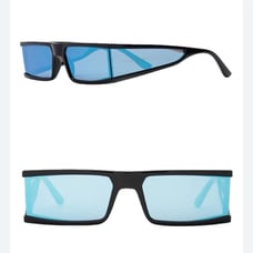 KKW/CAROLINA LEMKE TEMPEST SUNGLASSES IN BLACK WITH BLUE MIRRORED LENSES