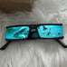 KKW/CAROLINA LEMKE TEMPEST SUNGLASSES IN BLACK WITH BLUE MIRRORED LENSES