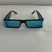 KKW/CAROLINA LEMKE TEMPEST SUNGLASSES IN BLACK WITH BLUE MIRRORED LENSES