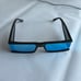 KKW/CAROLINA LEMKE TEMPEST SUNGLASSES IN BLACK WITH BLUE MIRRORED LENSES