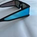 KKW/CAROLINA LEMKE TEMPEST SUNGLASSES IN BLACK WITH BLUE MIRRORED LENSES