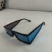 KKW/CAROLINA LEMKE TEMPEST SUNGLASSES IN BLACK WITH BLUE MIRRORED LENSES