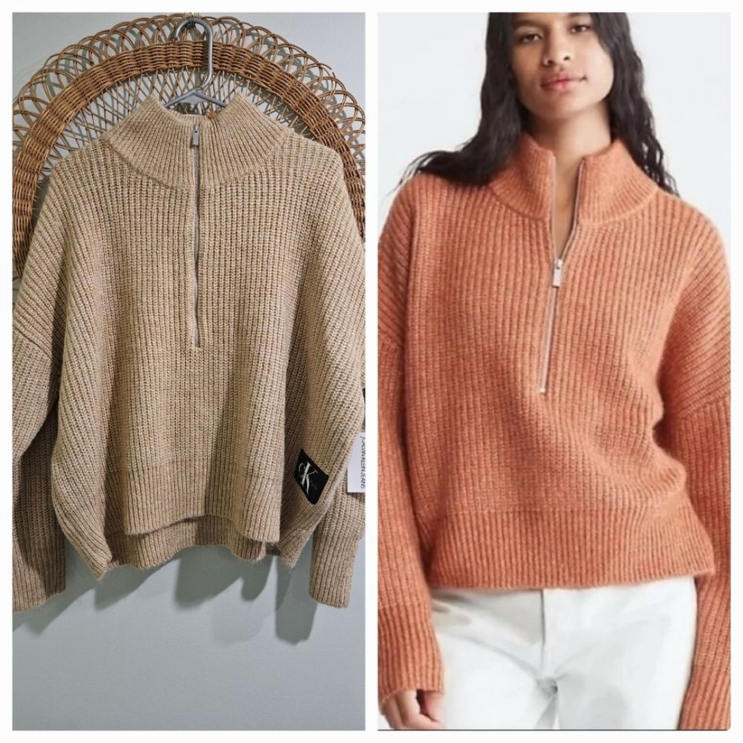 Calvin Klein Women's Tan and Brown Sweater