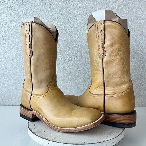 NEW Capitan Mens Cowboy Boots JACKSON Size 10.5D Tan Leather Western Square Toe