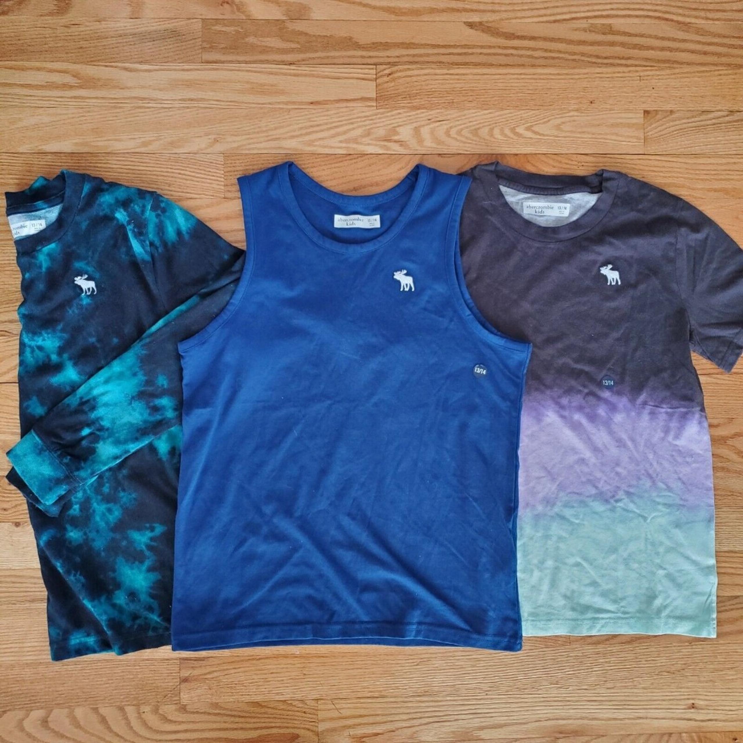 3 Pc Abercrombie Kids Shirts Sz 13/14 (2 New, no tags) Tank Tie dye colorblock
