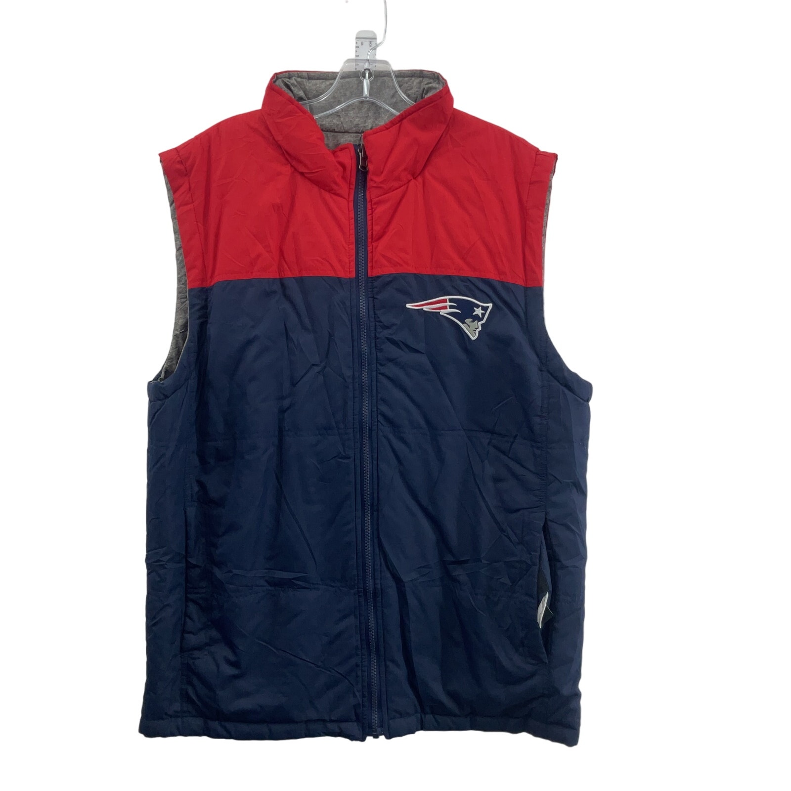 NFL New England Patriots Navy Blue/Red Puffer Jacket Vest Men M Preowned