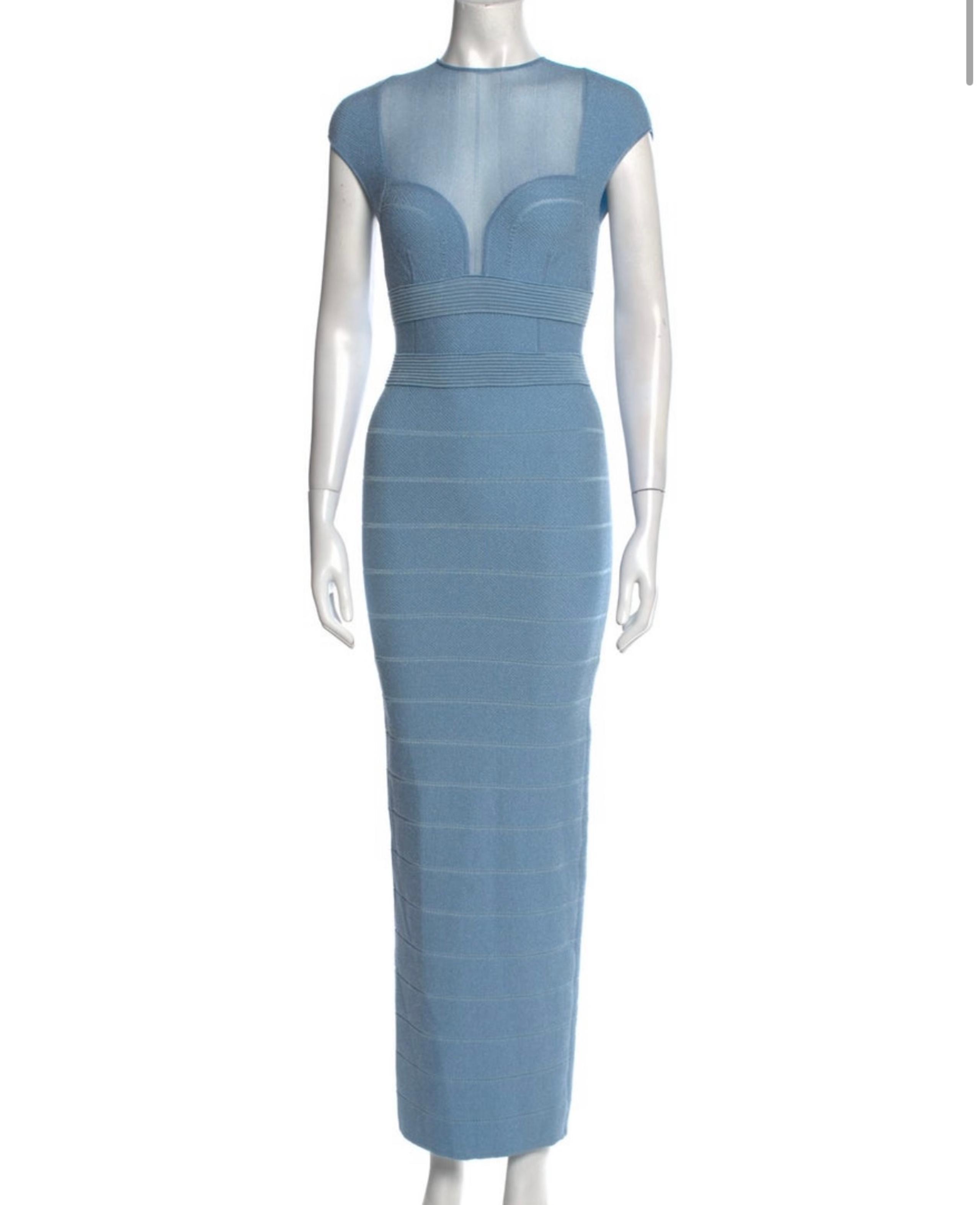 herve leger bandage dresses maxi gown XXS blue